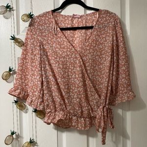 Side tie floral blouse